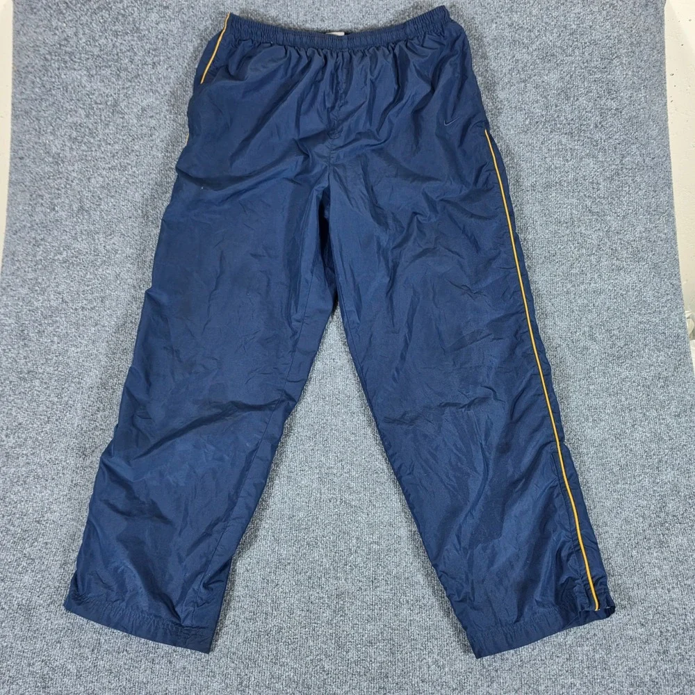 Y2K 2000s Nike Mens 2XL Colorblock Tracksuit Windbreaker Set Navy Blue Grey Flaw